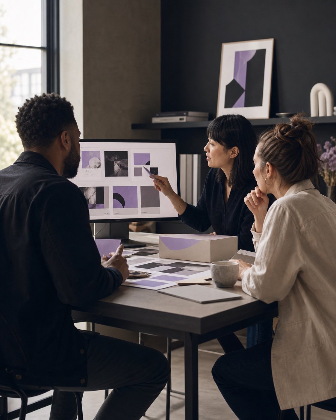 Agency team aligning strategy, design, and campaign ideas