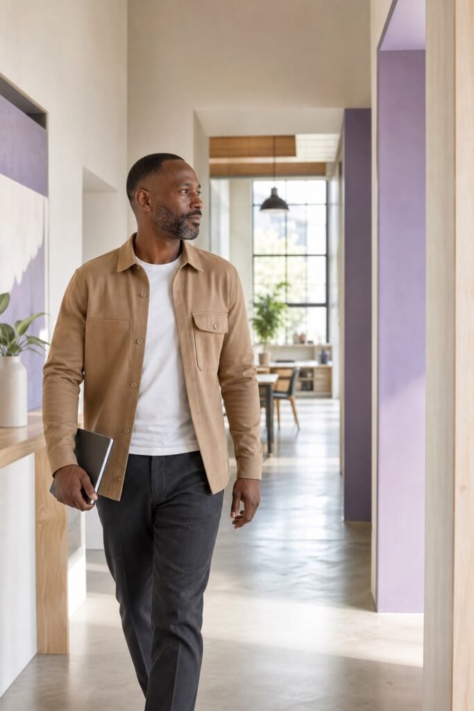 Business leader moving forward with strategic confidence