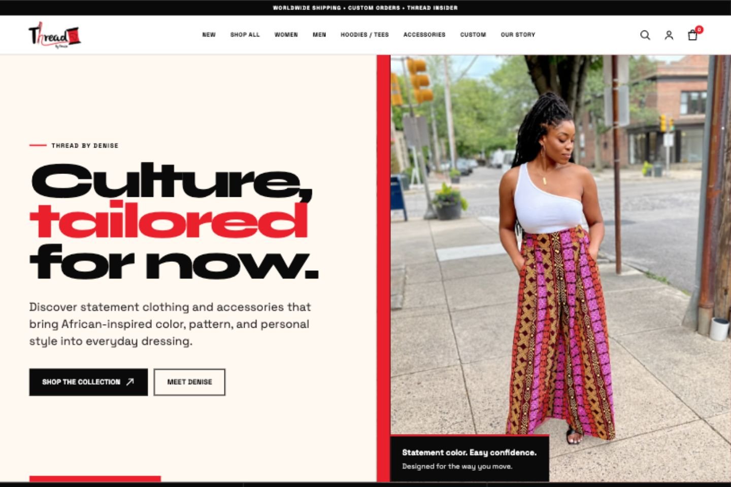 THREAD by Denise homepage featuring the brand’s clothing collection